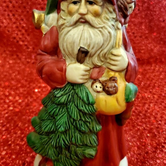 Vintage Porcelain Santa holding Tree & Toys Distributed by AMC New York - Picture 3 of 3